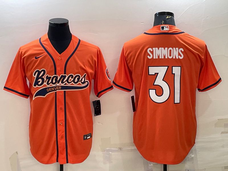 Men Denver Broncos #31 Simmons Orange 2022 Nike Co branded NFL Jersey->denver broncos->NFL Jersey